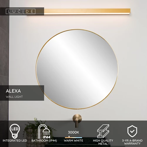 Lucide ALEXA - Wall light Bathroom - LED - 1x13W 2700K - IP44 - Matt Gold / Brass - USP